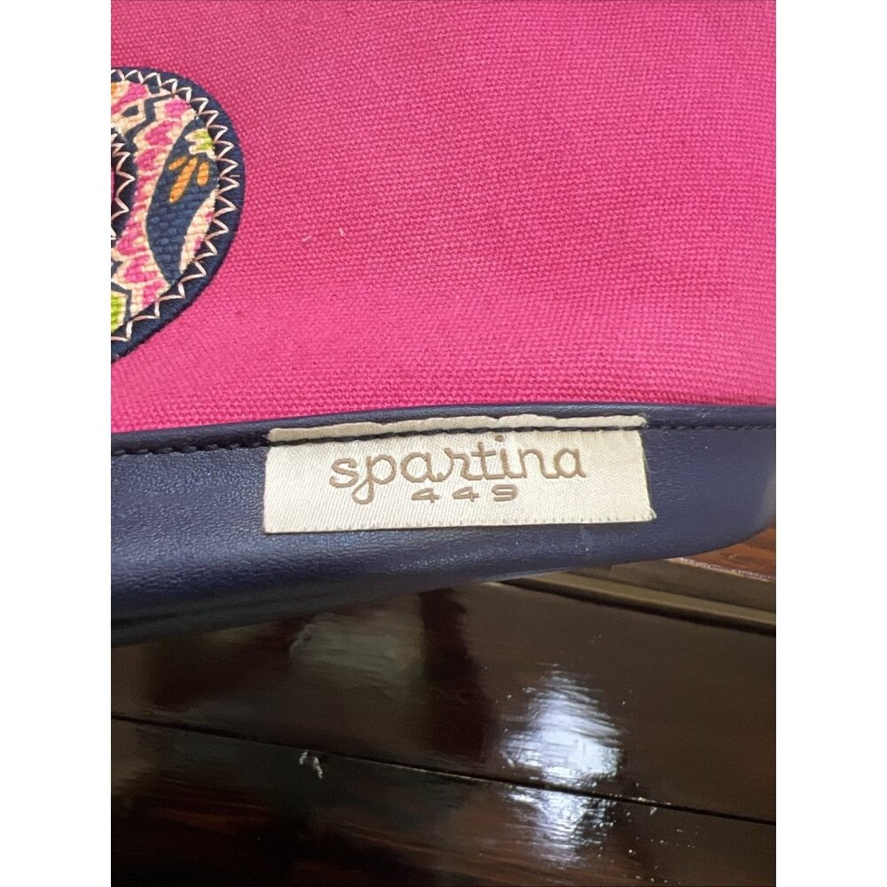 Spartina 449 Salt Meadow Beach Bag Pink Seahorse Print Linen Lined Rope Handle - Picture 6 of 12
